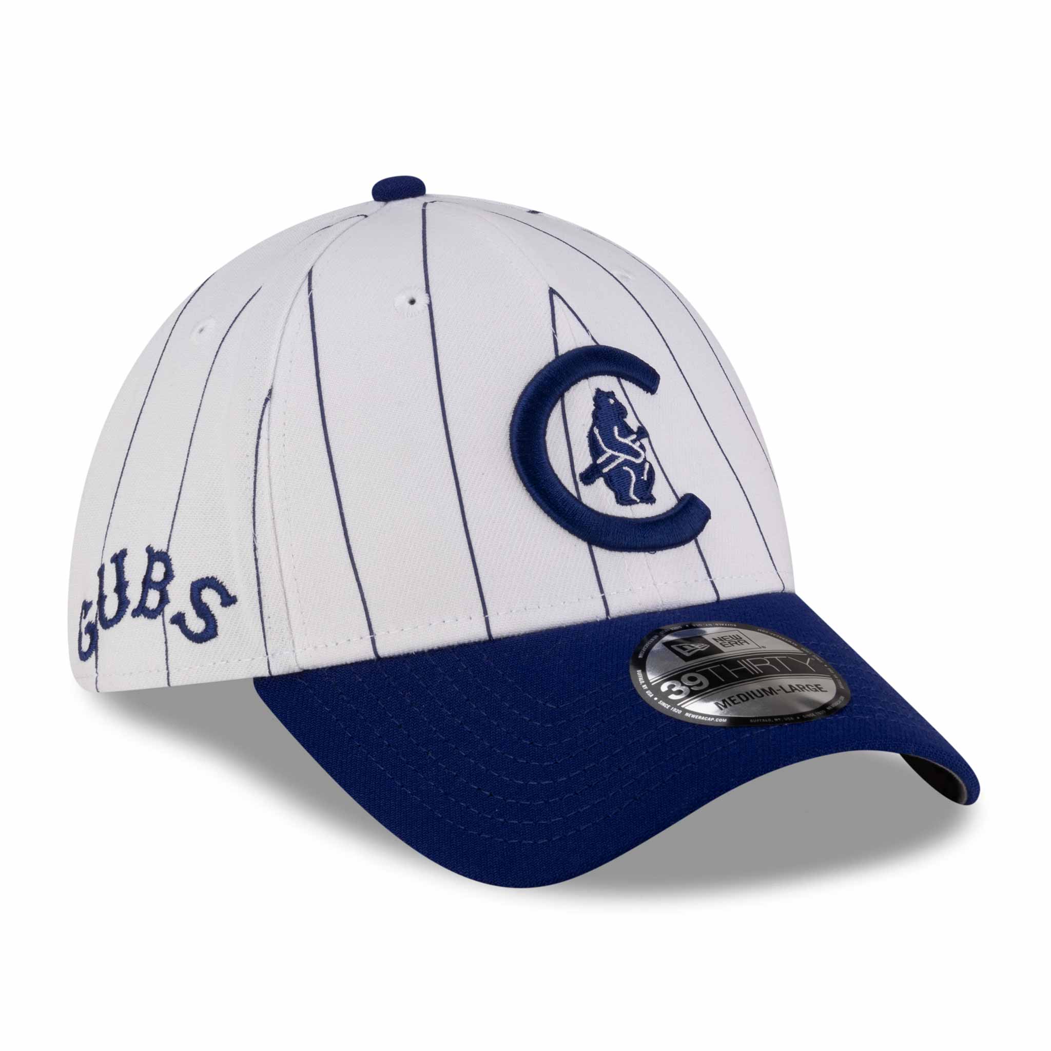 Chicago Cubs New Era 39THIRTY White Pinstripe 1908 Bear in C