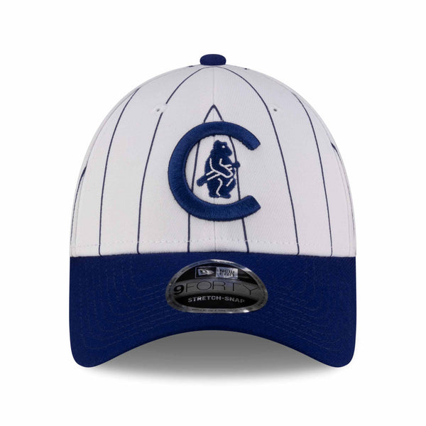 Chicago Cubs New Era 9FORTY White Pinstripe 1908 Bear In C Adjustable Cap