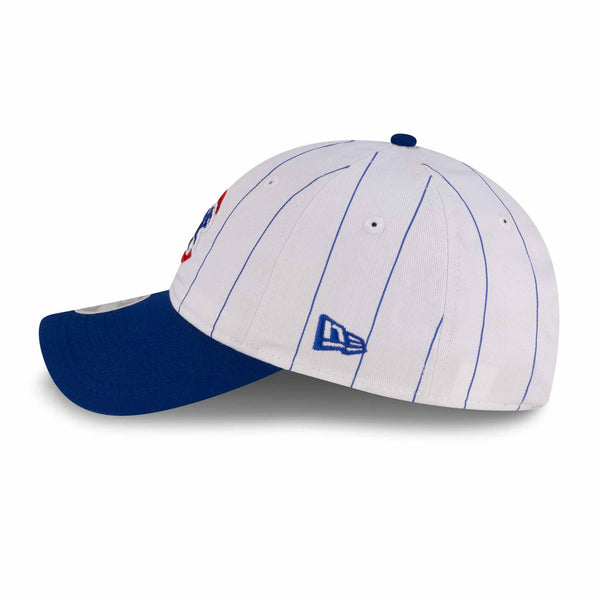 Chicago Cubs New Era 9FORTY Women's White Pinstripe Walking Bear Adjustable Cap