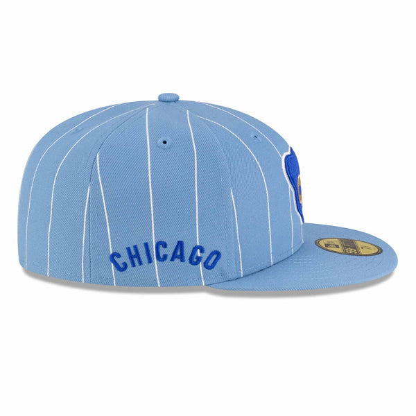 Chicago Cubs New Era 59FIFTY Baby Blue 1969 Bear Pinstripe Fitted Cap