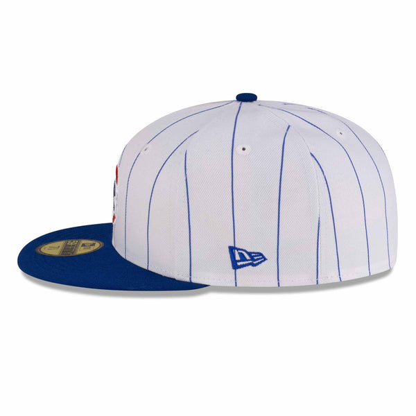 Chicago Cubs New Era 59FIFTY White Pinstripe Walking Bear Fitted Cap
