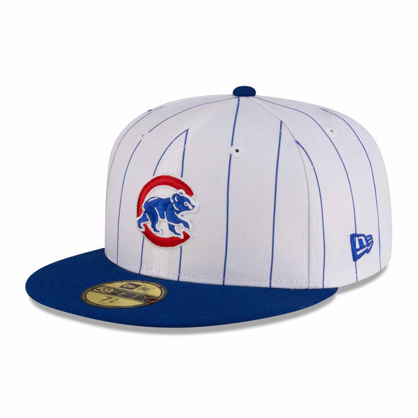 Chicago Cubs New Era 59FIFTY White Pinstripe Walking Bear Fitted Cap