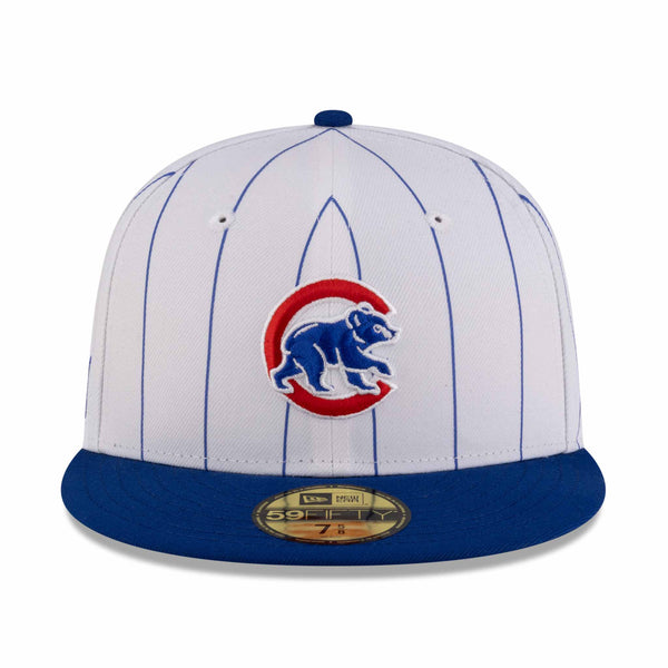 Chicago Cubs New Era 59FIFTY White Pinstripe Walking Bear Fitted Cap
