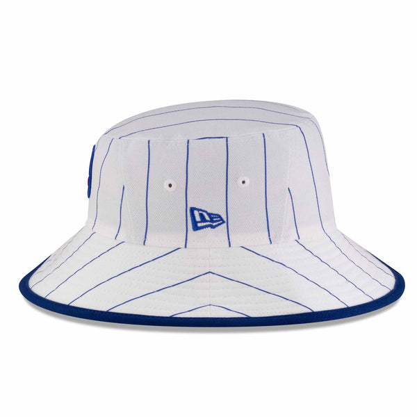 Chicago Cubs New Era White Pinstripe Bullsey Bucket Cap