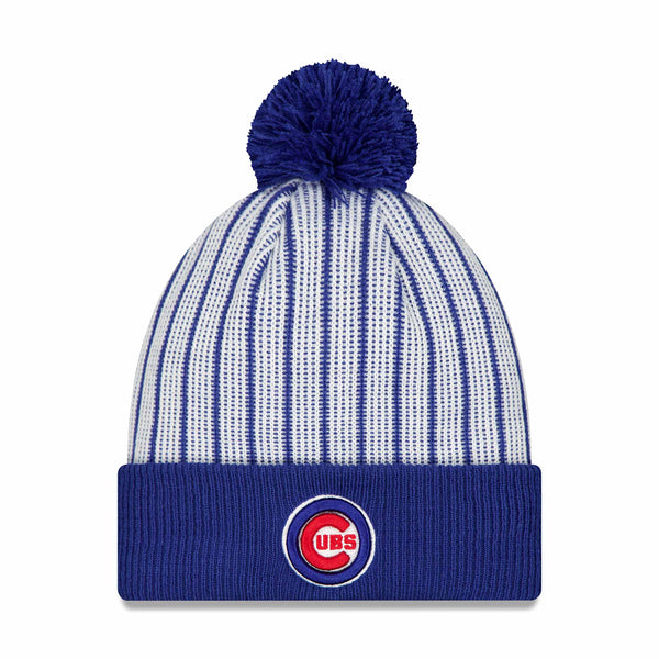 Chicago Cubs New Era White Pinstripe Bullseye Winter Knit Cap