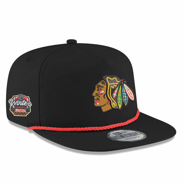 Chicago Blackhawks 2025 Winter Classic New Era Black Rope Golfer Adjustable Cap