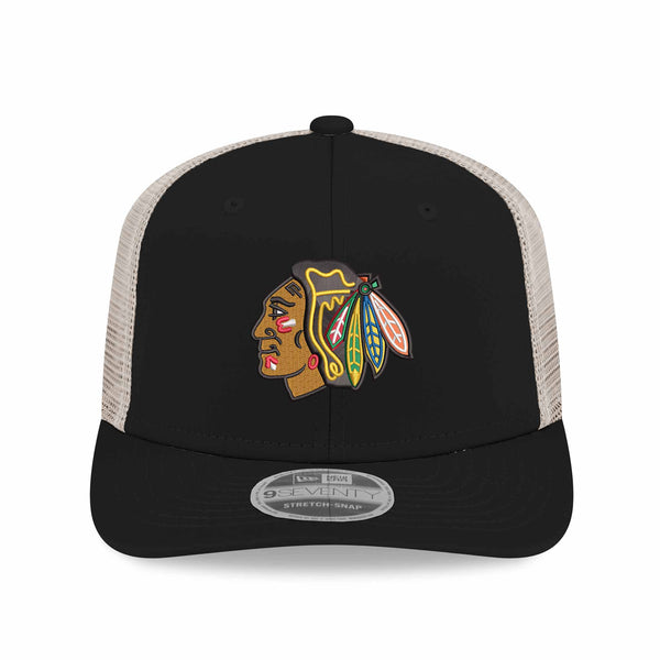 Chicago Blackhawks 2025 Winter Classic New Era 9SEVENTY Stretch Snap Black Stone Adjustable Mesh Cap