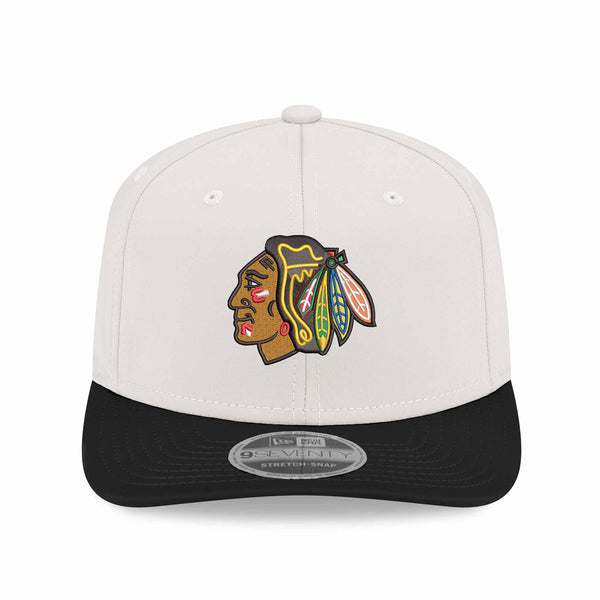 Chicago Blackhawks 2025 Winter Classic New Era 9SEVENTY Stretch Snap Chrome Black Adjustable Cap