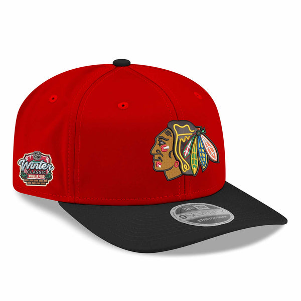 Chicago Blackhawks 2025 Winter Classic New Era 9SEVENTY Stretch Snap Red Black Adjustable Cap