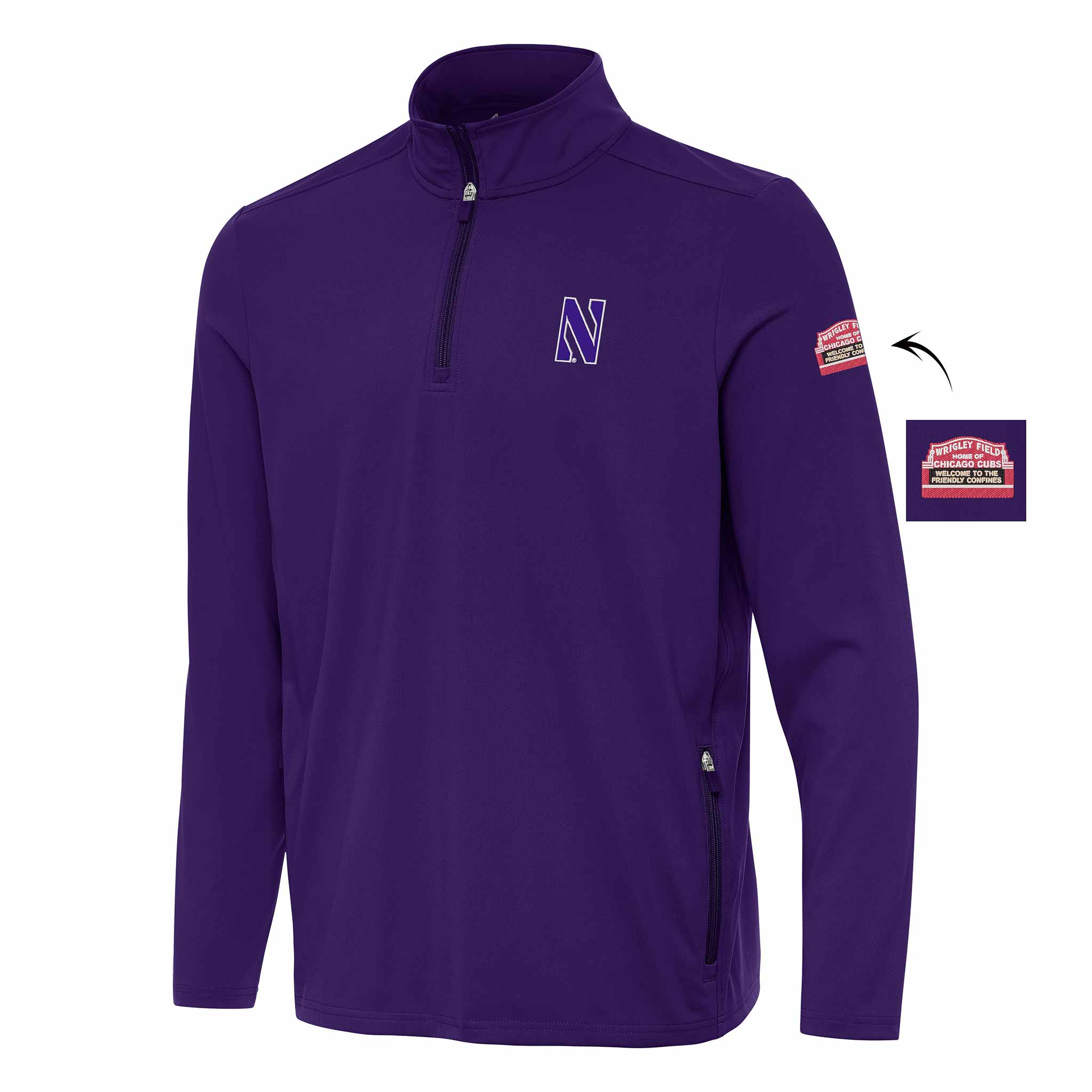 Wrigley Field Northwestern University Antigua Quarter Zip Pullover