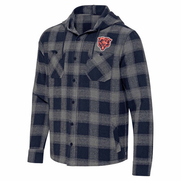 Chicago Bears Antigua Navy Bear Head Arranged Flannel Shacket