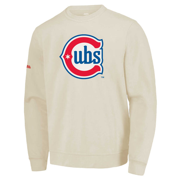 Chicago Cubs Blues Alternate 2 Logo Stitches Sand Crewneck Sweatshirt