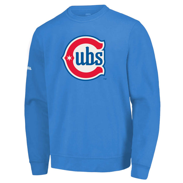 Chicago Cubs Blues Alternate 2 Logo Stitches Baby Blue Crewneck Sweatshirt
