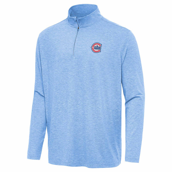 Chicago Cubs Blues Alternate 2 Logo Antigua Columbia Blue Hunk Quarter Zip Pullover