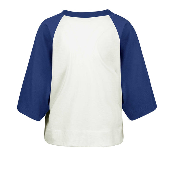 Chicago Cubs 47 Brand Women's Flare Raglan Crop Top T Shirt