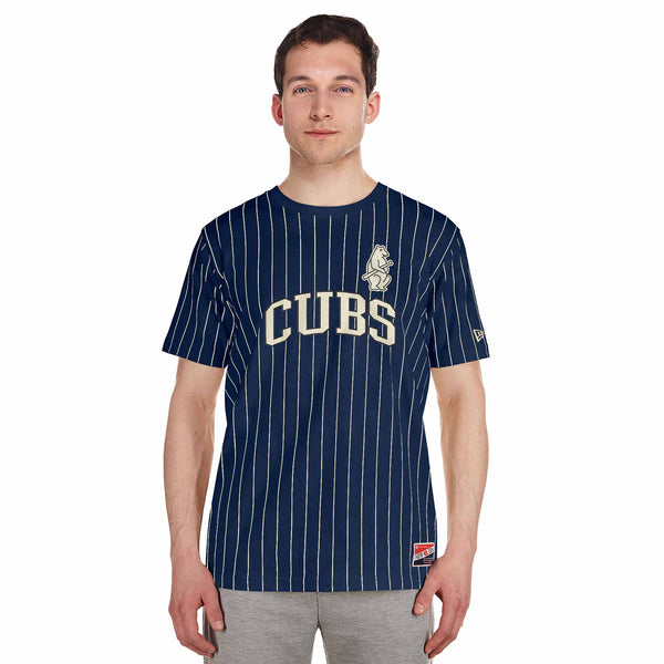 Chicago Cubs New Era 1914 Bear Navy Pinstripe T Shirt