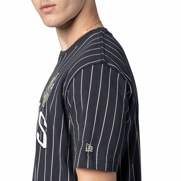 Chicago Cubs New Era 1914 Bear Navy Pinstripe T Shirt