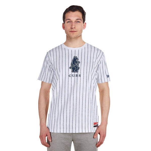 Chicago Cubs New Era 1914 Bear White Pinstripe T Shirt