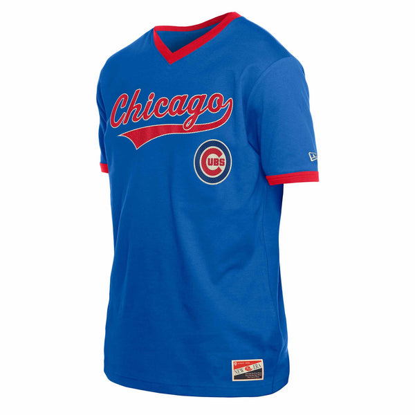 Chicago Cubs New Era Bullseye Script V neck T Shirt