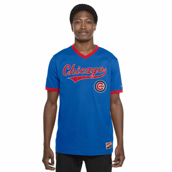 Chicago Cubs New Era Bullseye Script V neck T Shirt
