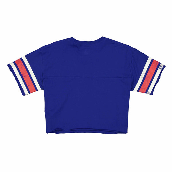 Chicago Cubs Women's New Era Crop Top V Neck T Shirt