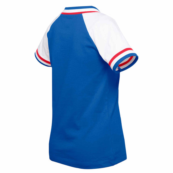 Chicago Cubs Youth Girls New Era Script V Neck T Shirt
