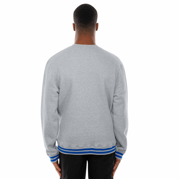 Chicago Cubs New Era Grey Bullseye Crest Throwback Crewneck Sweatshirt