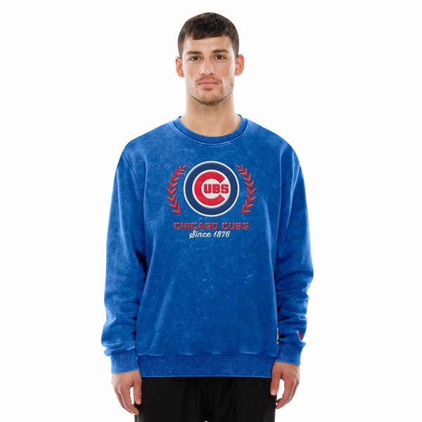 Chicago Cubs New Era Royal Blue Bullseye Crest Throwback Crewneck Sweatshirt