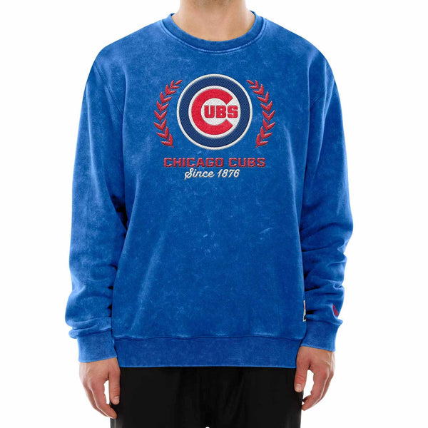 Chicago Cubs New Era Royal Blue Bullseye Crest Throwback Crewneck Sweatshirt
