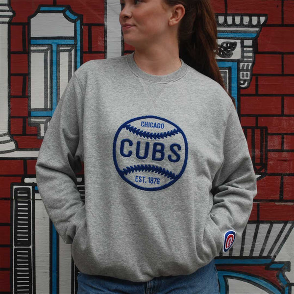 Chicago Cubs New Era Grey Sport Night Crewneck Sweatshirt