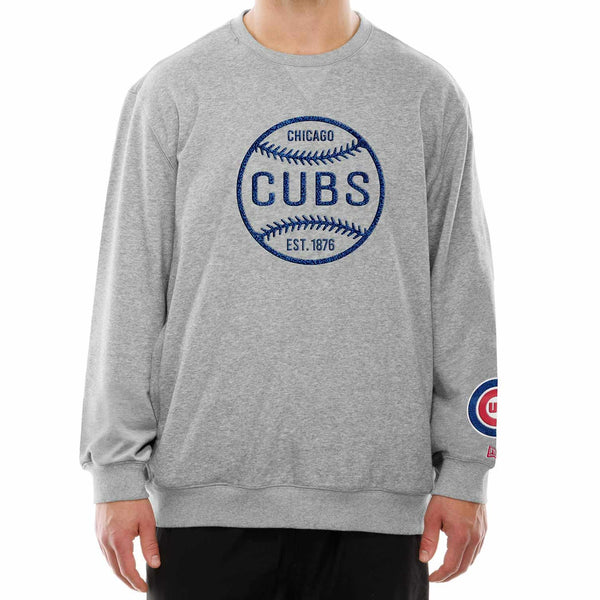 Chicago Cubs New Era Grey Sport Night Crewneck Sweatshirt