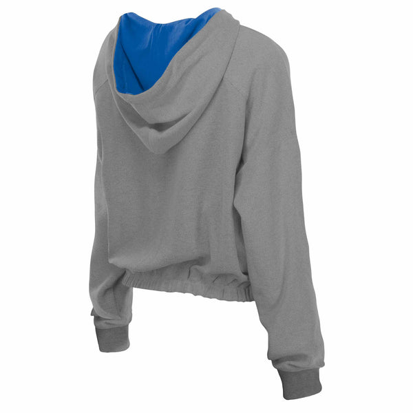 Chicago Cubs New Era Women's Grey Bubble Bullseye Hooded Sweatshirt