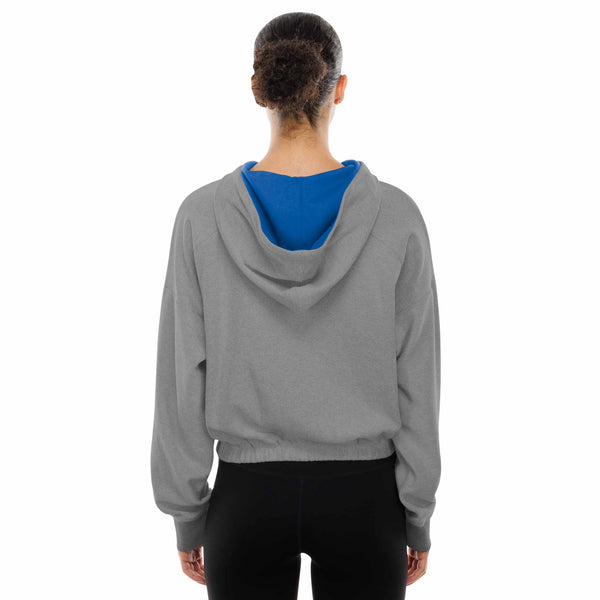 Chicago Cubs New Era Women's Grey Bubble Bullseye Hooded Sweatshirt