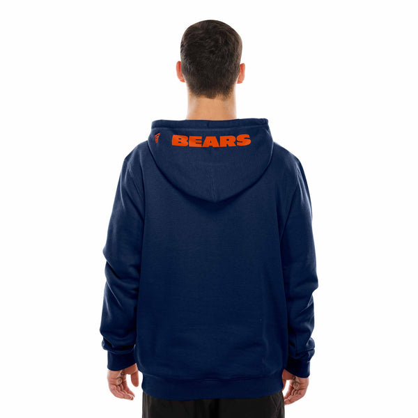 Chicago Bears New Era Navy Script Stripes Hooded Sweatshirt