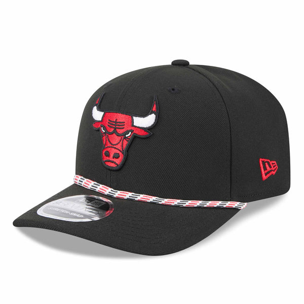Chicago Bulls New Era Black Bulls Head Logo 9SEVENTY Stretch Fit Multi Rope Adjustable Cap