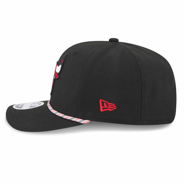 Chicago Bulls New Era Black Bulls Head Logo 9SEVENTY Stretch Fit Multi Rope Adjustable Cap