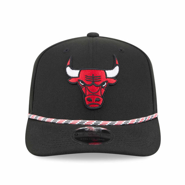 Chicago Bulls New Era Black Bulls Head Logo 9SEVENTY Stretch Fit Multi Rope Adjustable Cap