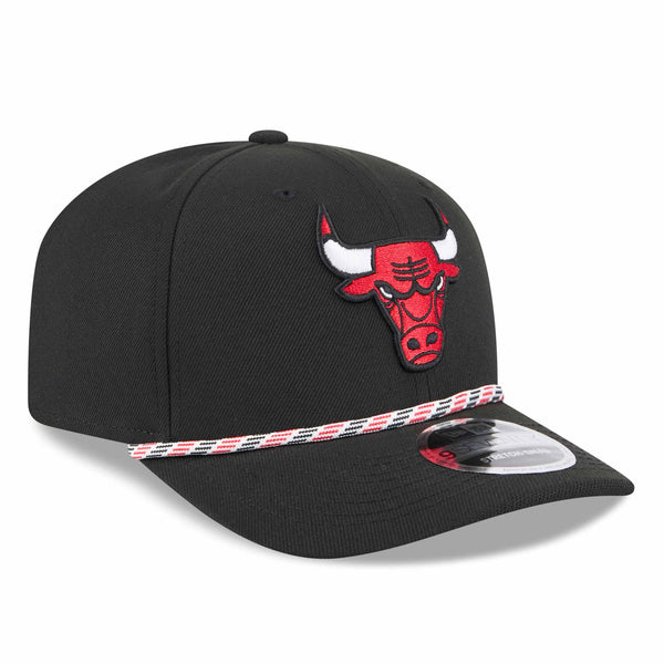 Chicago Bulls New Era Black Bulls Head Logo 9SEVENTY Stretch Fit Multi Rope Adjustable Cap