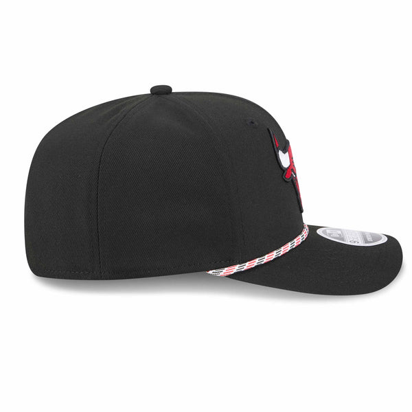 Chicago Bulls New Era Black Bulls Head Logo 9SEVENTY Stretch Fit Multi Rope Adjustable Cap