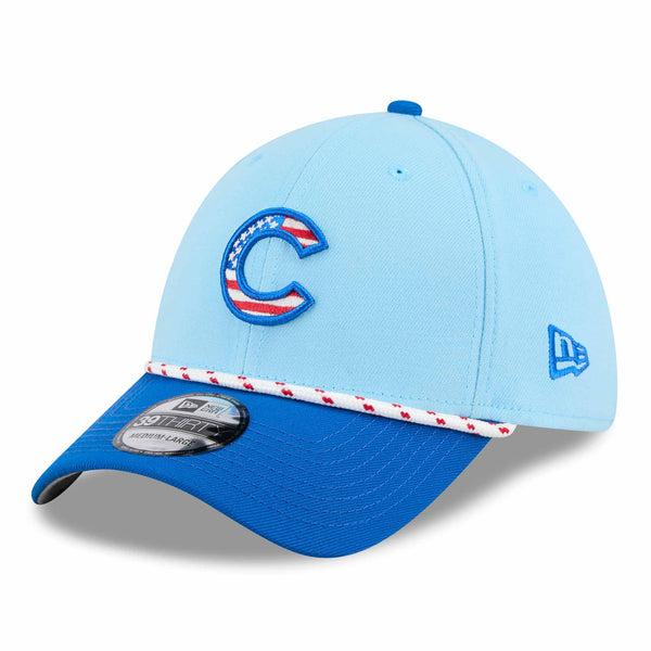 Chicago Cubs New Era 2025 Fourth of July 39THIRTY Rope Stretch Fit Cap