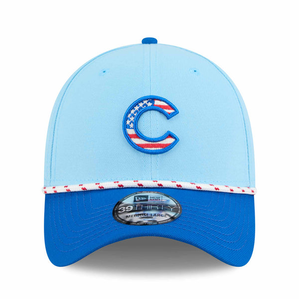 Chicago Cubs New Era 2025 Fourth of July 39THIRTY Rope Stretch Fit Cap