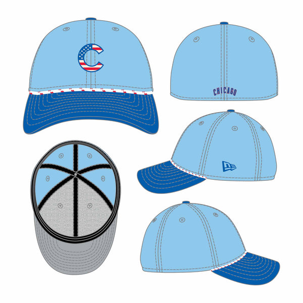 Chicago Cubs New Era 2025 Fourth of July 39THIRTY Rope Stretch Fit Cap