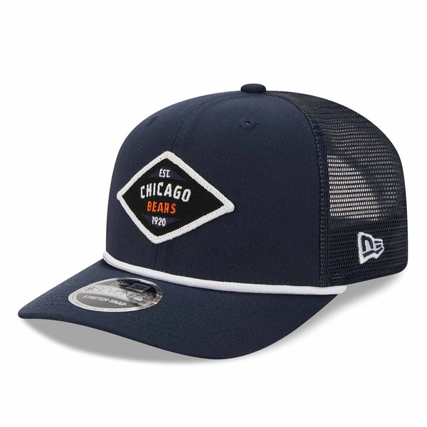 Chicago Bears New Era Navy Diamond 9SEVENTY Stretch Snap Rope Mesh Adjustable Cap