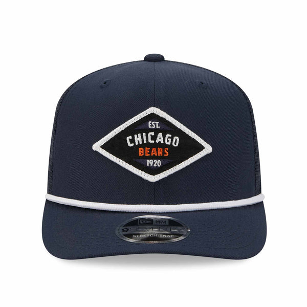 Chicago Bears New Era Navy Diamond 9SEVENTY Stretch Snap Rope Mesh Adjustable Cap