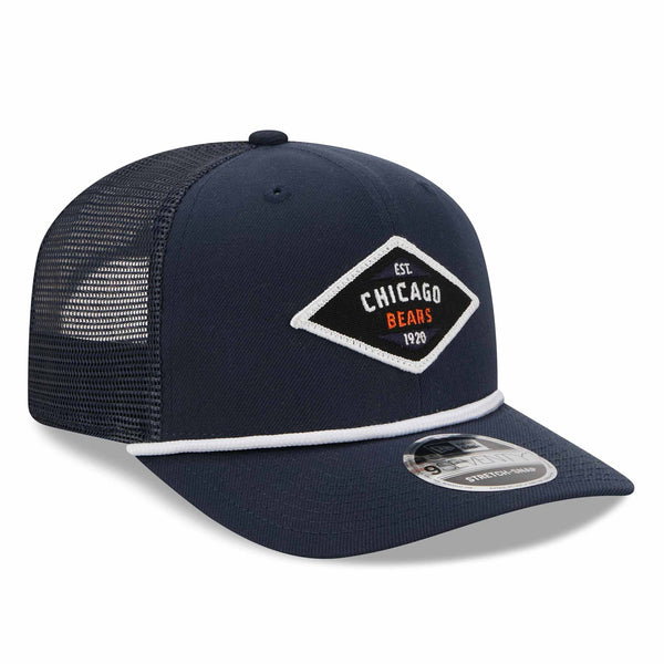Chicago Bears New Era Navy Diamond 9SEVENTY Stretch Snap Rope Mesh Adjustable Cap