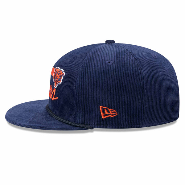 Chicago Bears New Era Navy Script Corduroy 9FIFTY Snap Back Adjustable Cap