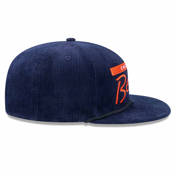 Chicago Bears New Era Navy Script Corduroy 9FIFTY Snap Back Adjustable Cap