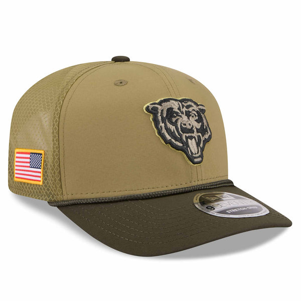 Chicago Bears New Era Salute To Service Bears Head Logo 9SEVENTY Stretch Snap Adjustable Cap