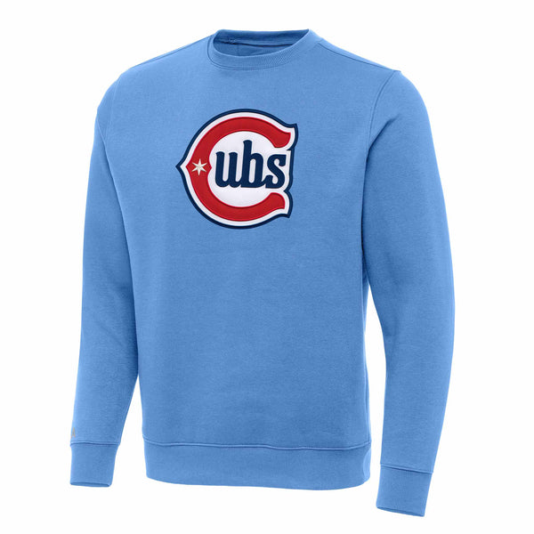 Chicago Cubs Antigua Blues Alternate 2 Logo Columbia Blue Victory Crewneck Sweatshirt
