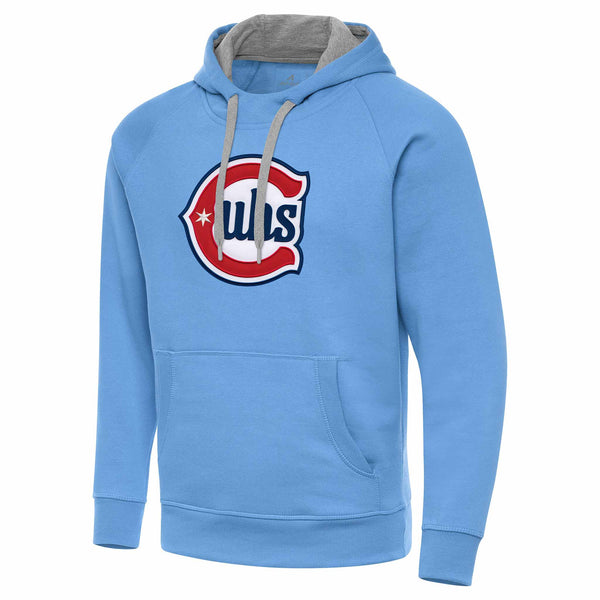 Chicago Cubs Antigua Blues Alternate 2 Logo Columbia Blue Victory Pullover Hooded Sweatshirt
